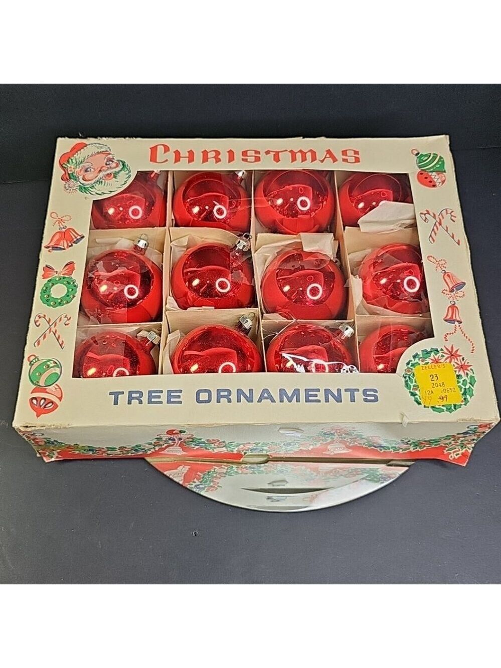 Vintage Poland Christmas Ornaments Baubles Set Of 12 RED Shiny Glass - Picture 14 of 16
